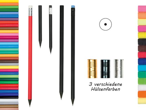 Bleistift schwarz durchgefärbt, ohne Radiergummi