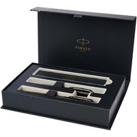 Parker IM achromatisches Kugelschreiber und Tintenroller Set mit Präsentbox schwarzeblaue Mine
