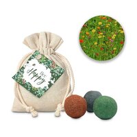 Geschenkartikel  Präsentartikel Blumenwiese Bee Happy 3 Saatkugeln im Säckchen