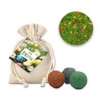 Geschenkartikel  Präsentartikel Oster-Blumenwiese 3 Saatkugeln im Säckchen