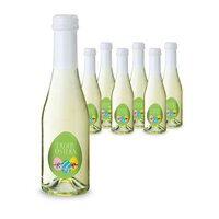 Geschenkartikel  Präsentartikel Oster-Piccolo - 6 x Secco Piccolo 02 l - Flasche klar Kapsel weiß