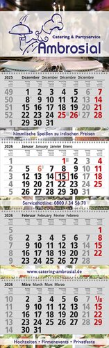 4-Block-Wandkalender Exclusiv 4, 4-sprachig