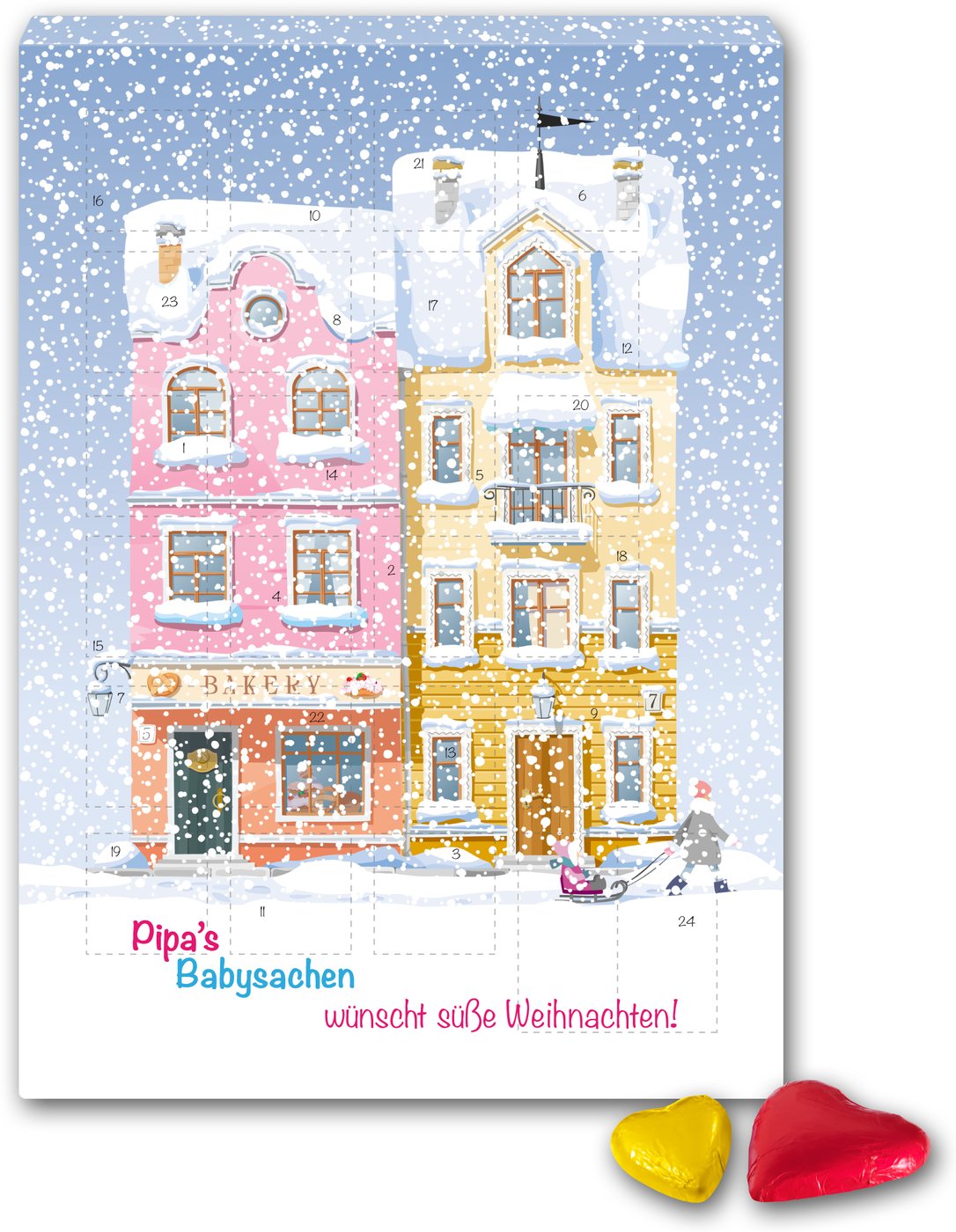 Adventskalender A4  Schokoherzen