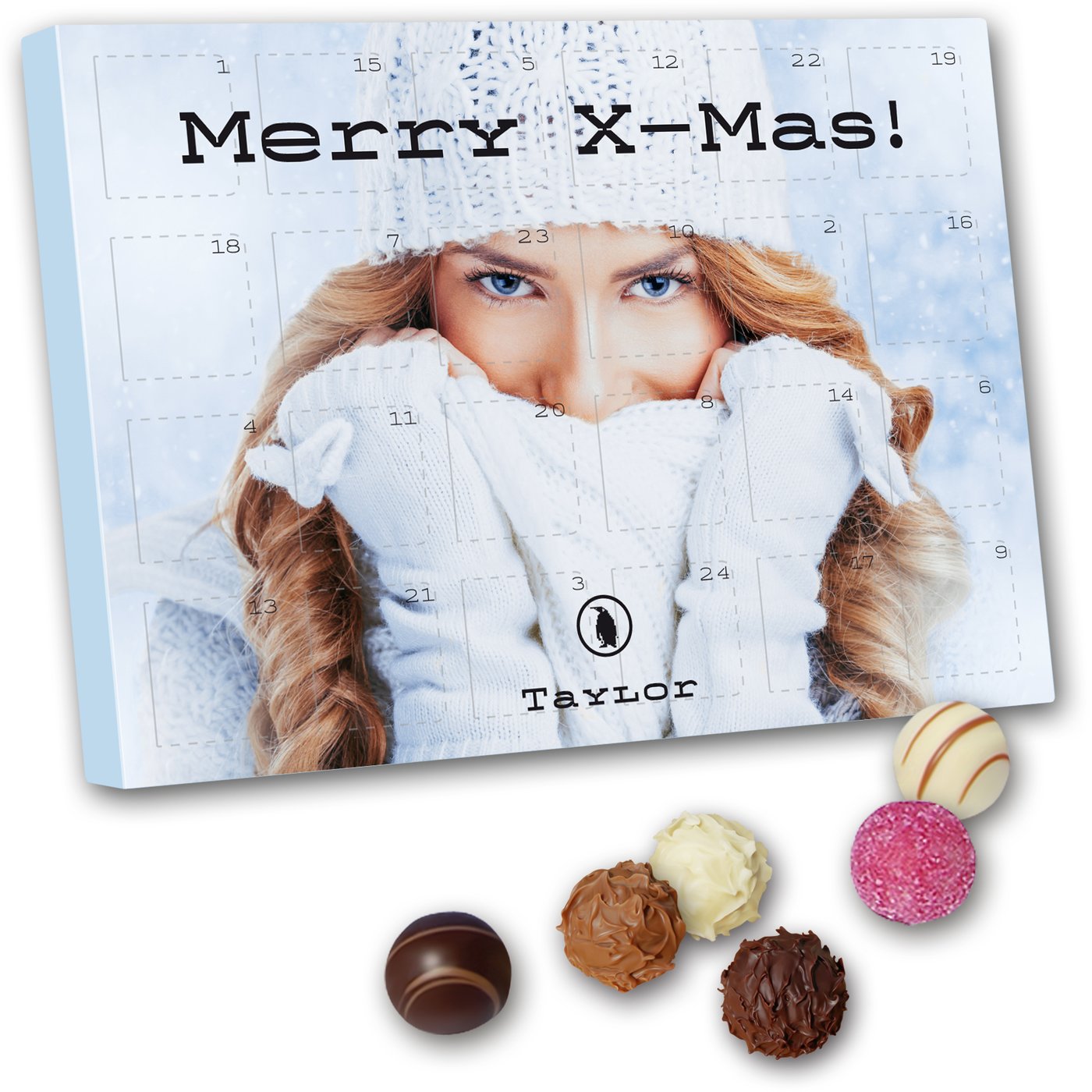 Tischadventskalender mit Minipralinen gefüllt