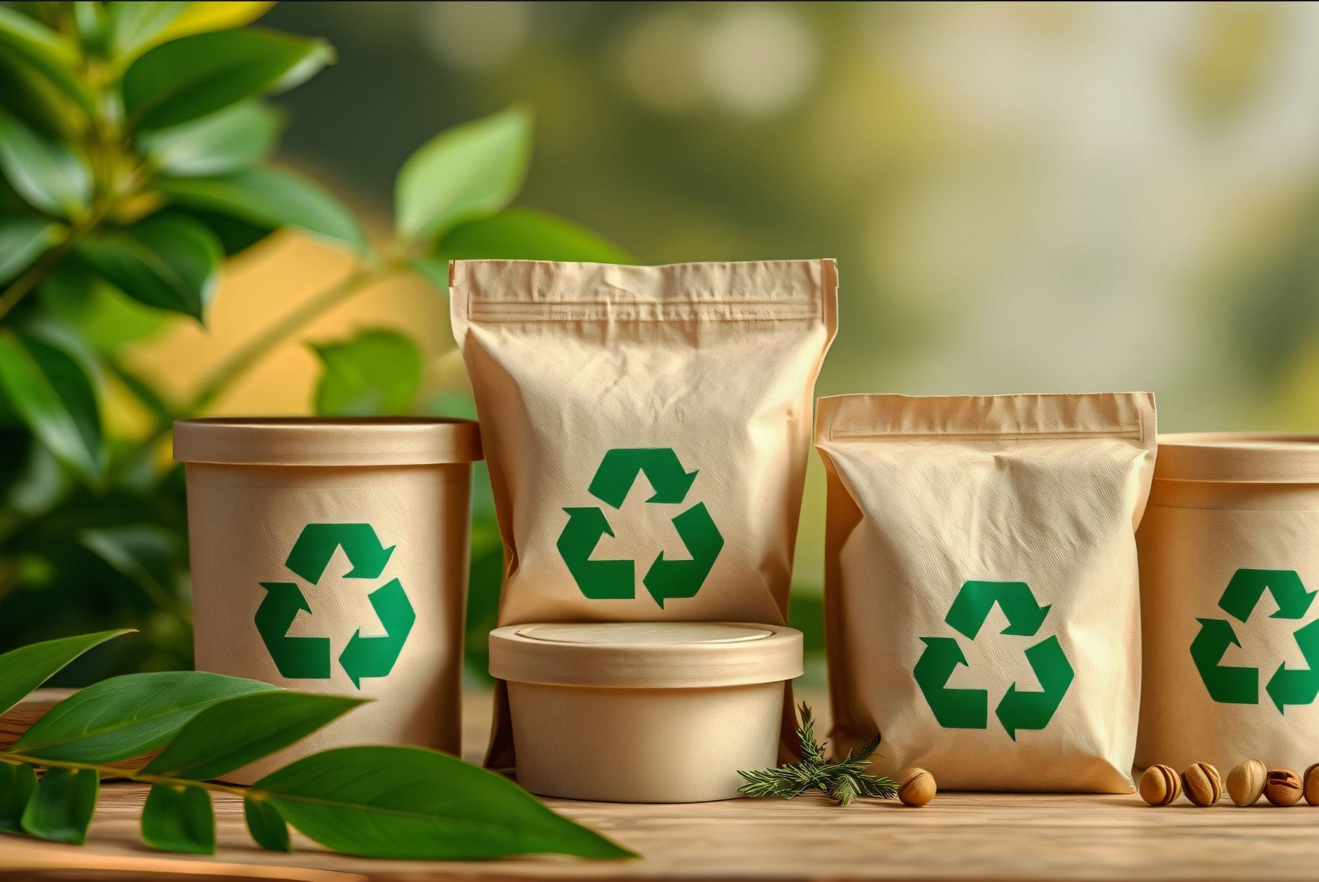 Verpackungen mit Recycling Symbol