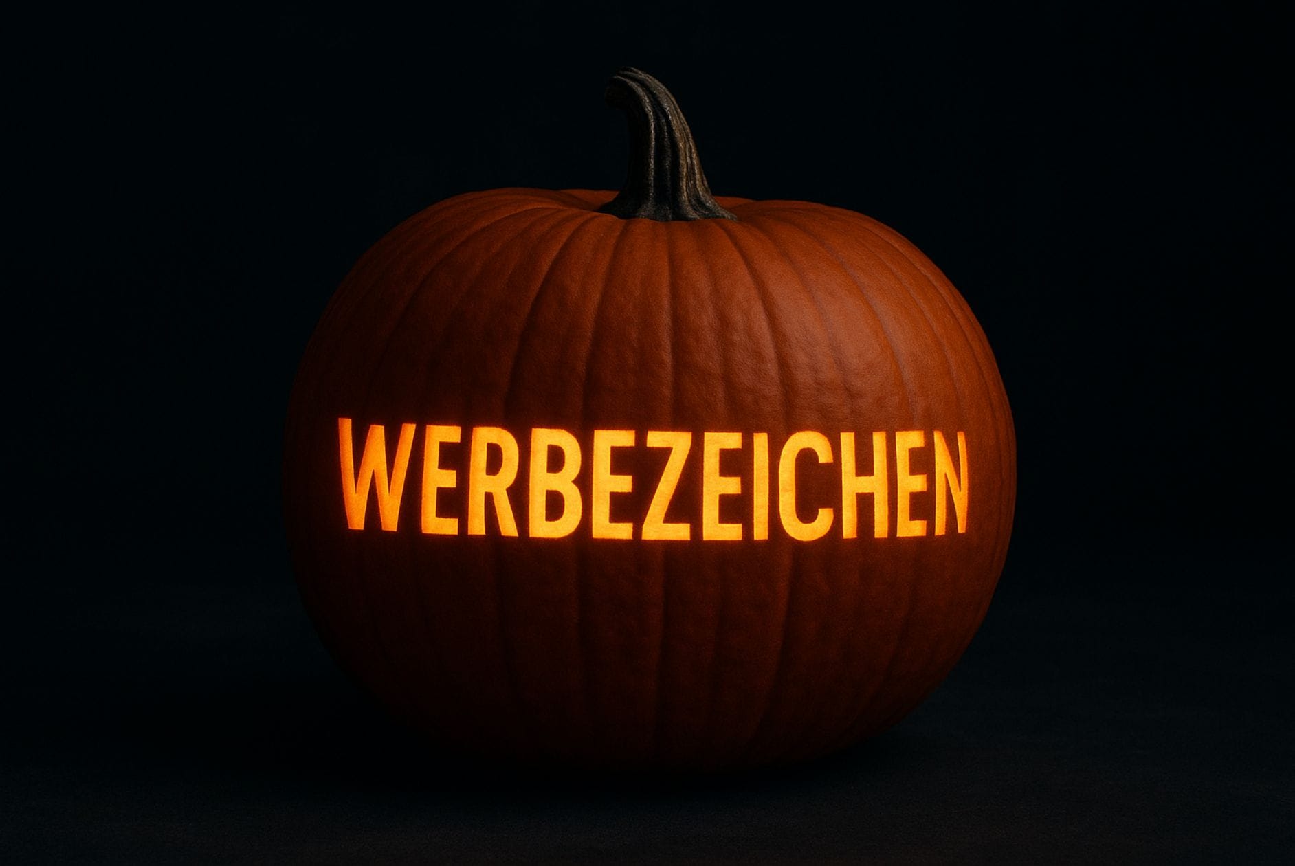 Halloween Kürbis mit Werbezeichen Einschrift